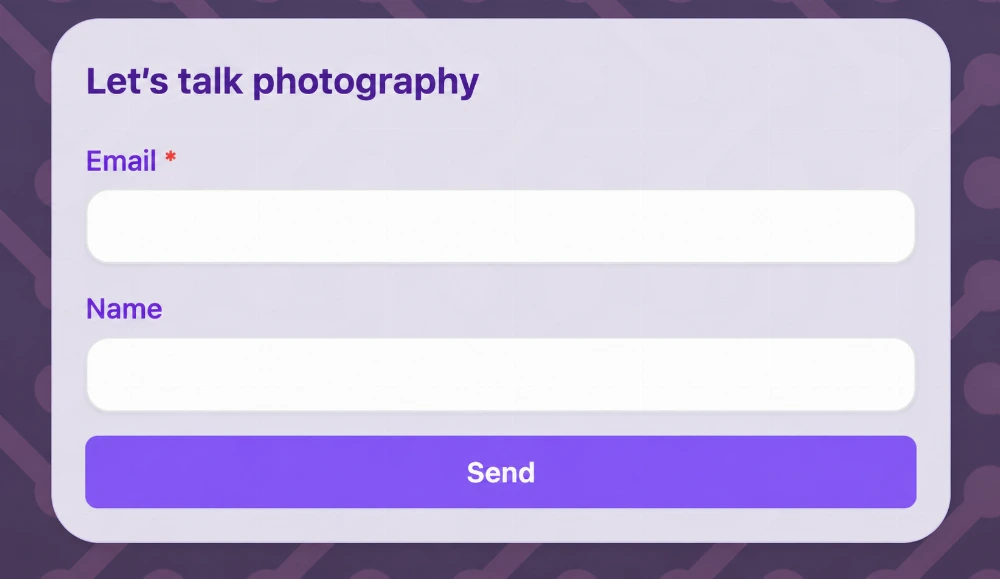 The same profile invites visitors to get in touch through a photography enquiry form.