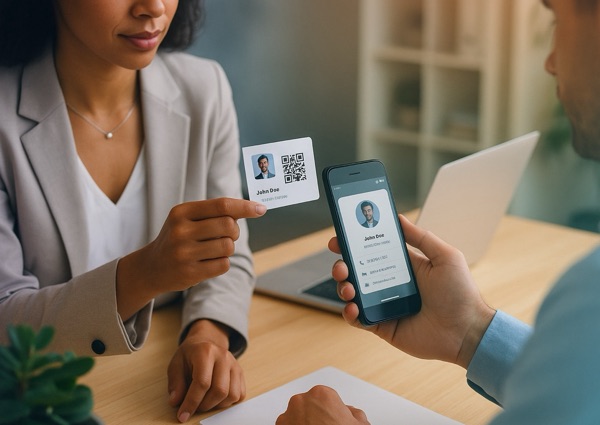 Sharing a business card with QR to contact & vCard